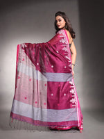 Purple Cotton Silk Saree With Texture Border-MA54CTSL33610112