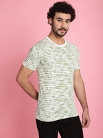 Venitian Men All Over printed Olive Colour Round Neck Cottton T-Shirt