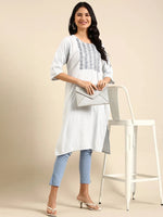 Women's Blue Solid Straight Kurta-ARE-1903-Blue