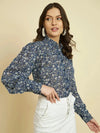 Blue Floral Printed Shirt