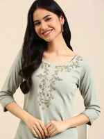 Women's Sea Green Solid Kurta Set-SKC-3325-Seagreen