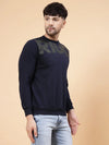 Rigo Navy Printed Round Neck Fleece Sweatshirt