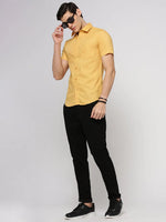 Men Yellow Spread Collar Micro Ditsy Shirt-ONISM-2053-Yellow