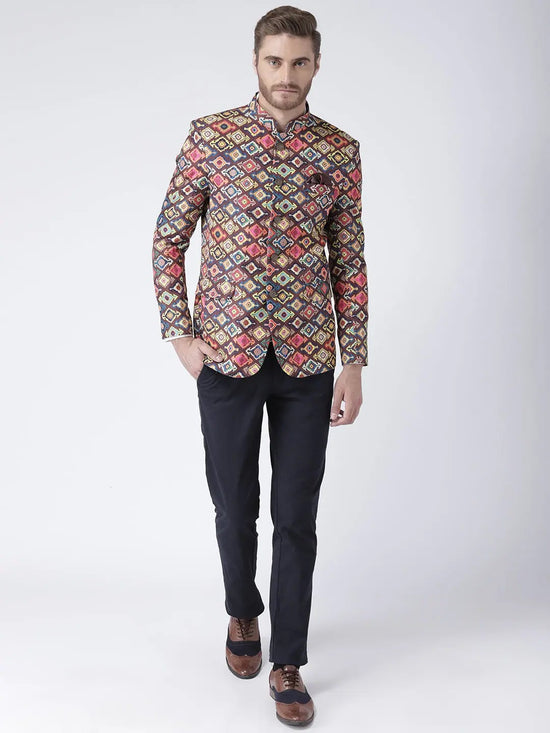 Hangup Men Standard Printed Men Formalwear-D475ButtonBlazer