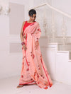 Peach Bengali Style Mulmul Cotton Soft Saree-MA62MCT33750035