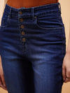 Women Navy Blue Boot Cut Mid Rise Jeans