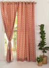 Dahlia 100% cotton floral curtain for living room - Room darkening - Rust - Pack of 1-230423015