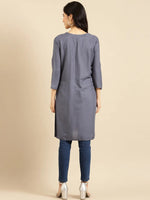 Women's Grey Solid Straight Kurti-BGE-505-Grey