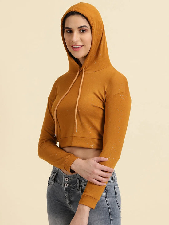 Women's Camel Brown Solid Sweatshirt-AE-10639-Camelbrown