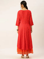 Women's Red Printed Kurta Sets-GW-1038-Red