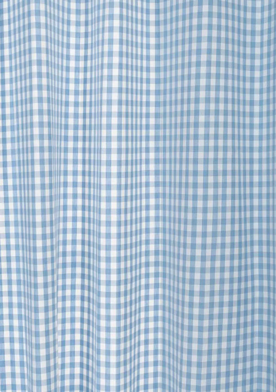 Gingham Woven 100% cotton geometric curtain for living room - Room darkening - Powder Blue - Pack of 1-230823366