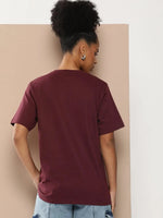 Difference of Opinion Maroon Graphic Oversized T-Shirt-DOWMN318WINE-XS