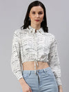 Women's White Typographic Crop Top-AE-7038-White