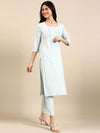 Women's Blue Solid Kurta Set-SKC-3307-Blue