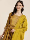 Women Lime Green Chevron Kurta Set-GW-3743-Limegreen