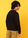 Tales & Stories Boys Black Poly Cotton Printed Sweatshirt