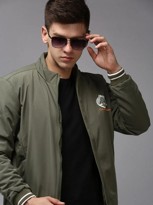 Men Green Solid Jacket-TG-5023-Olive