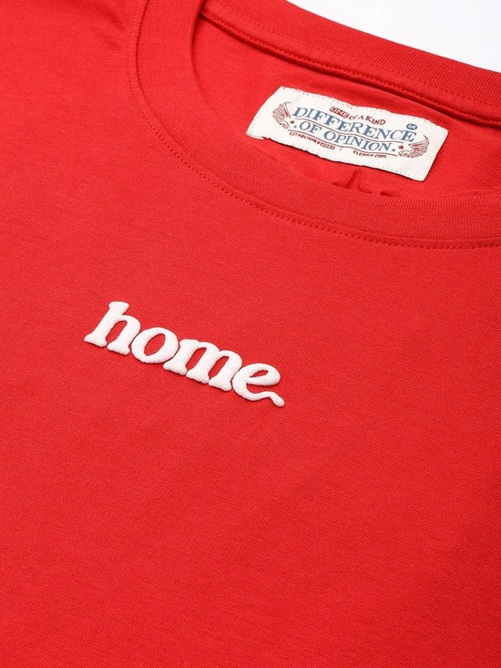 Difference of Opinion Red Typography Oversized T-shirt