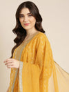 Women Mustard Geometrical Kurta Set-GW-3222-Mustard