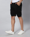 Solid Stretchable Shorts with 6 pockets-Black