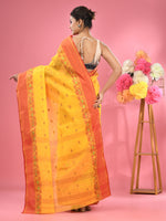 Bright Yellow Pure Cotton Tant Saree With Woven Designs-MA51TT43540054