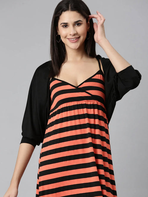 Women Black Striped Maxi Dress-BEC-24-Blackcoral