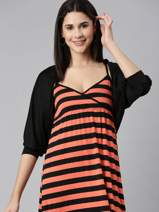 Women Black Striped Maxi Dress-BEC-24-Blackcoral