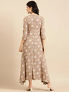 Women's Beige Printed Anarkali Kurta-ON-537-Beige