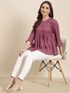 Women Solid Lavender Anarkali Kurti-ON-777-Lavender