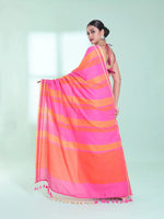 Taffy Pink Cotton Saree With Stripes Design-MA59CT06530023