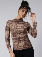 Women Brown Abstract Top-CHN-775-Brown