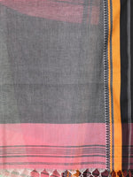 Grey Cotton Saree With Temple Borders-MA66CT43640009