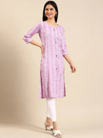 Women's Lavender Solid Straight Kurta-SKC-3311-Lavender