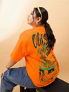 Women Orange Graphic Week End Print T-Shirt