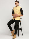 Men Yellow Mandarin Collar Solid Nehru Jacket-AK-51340-31-Yellow