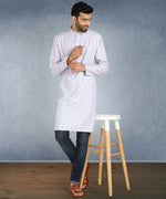 Hangup Men Standard Striped Men's Indian Wear-ST1111264_White_Lkurta