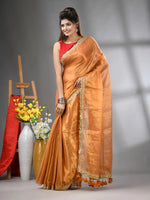 Yellow Shimmer Tissue Saree With Gota Patti Borders-MA62TIS33990013