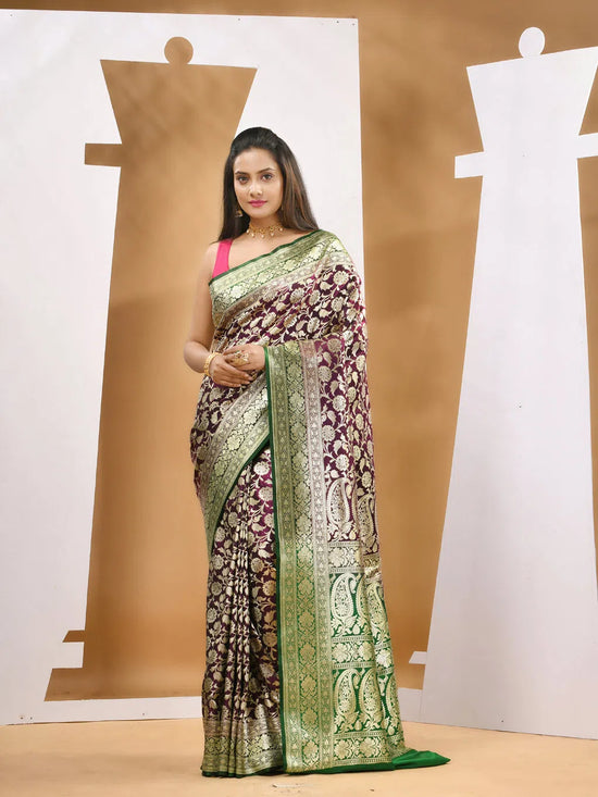 Purple Silk Banarasi Saree With Zari Woven Designs-MA53BSL441050009