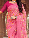 Saree Mall Women's Chiffon Pink Printed Designer Saree With Blouse Piece-STARCFN31503C