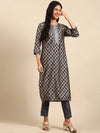 Women's Teal Solid Kurta Set-BCMD-90-Grey