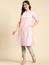 Women's Pink Printed Straight Kurta-NJ-1084352-1-Pink