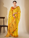 Saree Mall Women's Cotton Blend Lemon Yellow Woven Design Designer Saree With Blouse Piece-MYSHA82306