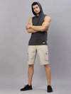 Rigo Dark Grey Hooded With Kangaroo Pocket Sleeveless T-Shirt Vest