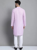 Men's Solid Pure Cotton Kurta With Pyjamas-JOKP-697Purple