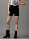 Women's Black Solid Short-IM-10185-Black