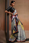 Avanshee Women's Latest Digital Printed Satin Saree With Unstiched Blouse-AVN-8090-GREY-MULTI