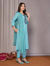 Navyaa Women's Cotton Blend Embroidered Straight Kurta Pant With Dupatta-Me214-tamrama-skd