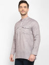 Hangup Men Standard Solid Men's Indian Wear-Grey_2Pkt_Short_Kurta