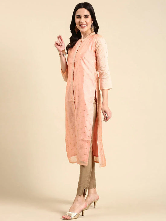 Women's Peach Printed Straight Kurta-GC-1008-Peach