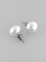 White Circular Studs Earrings-VOJ121